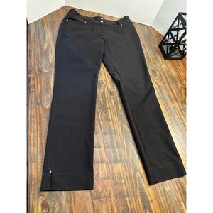 WHBM Black Dress Pants Slim Leg Career Business‎ Casual Slit Hem 10R